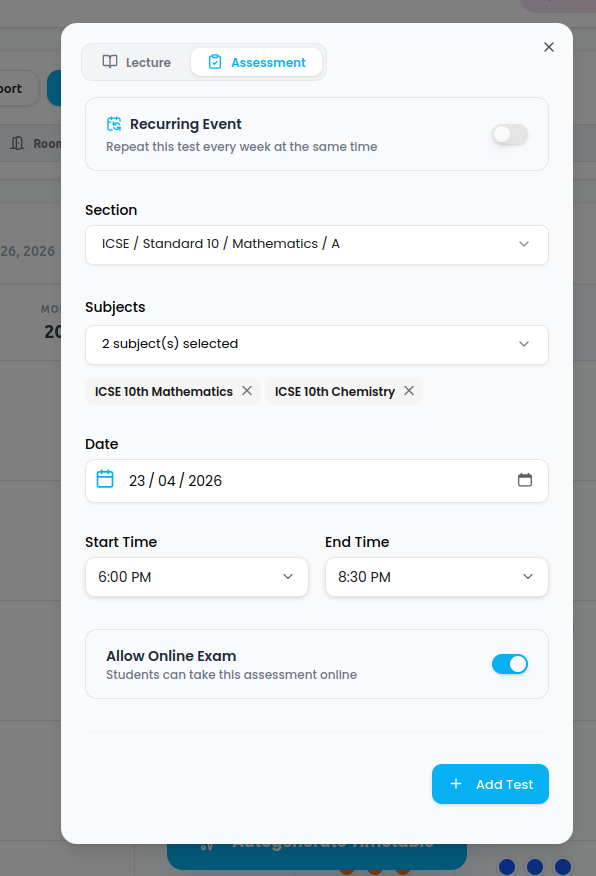 Add One-Time Test