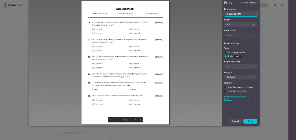 Print Question Paper