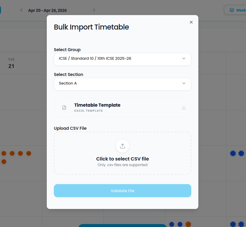Bulk Timetable Import