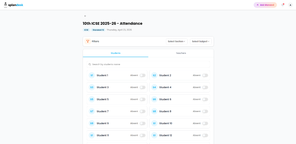 Mark Attendance Screen