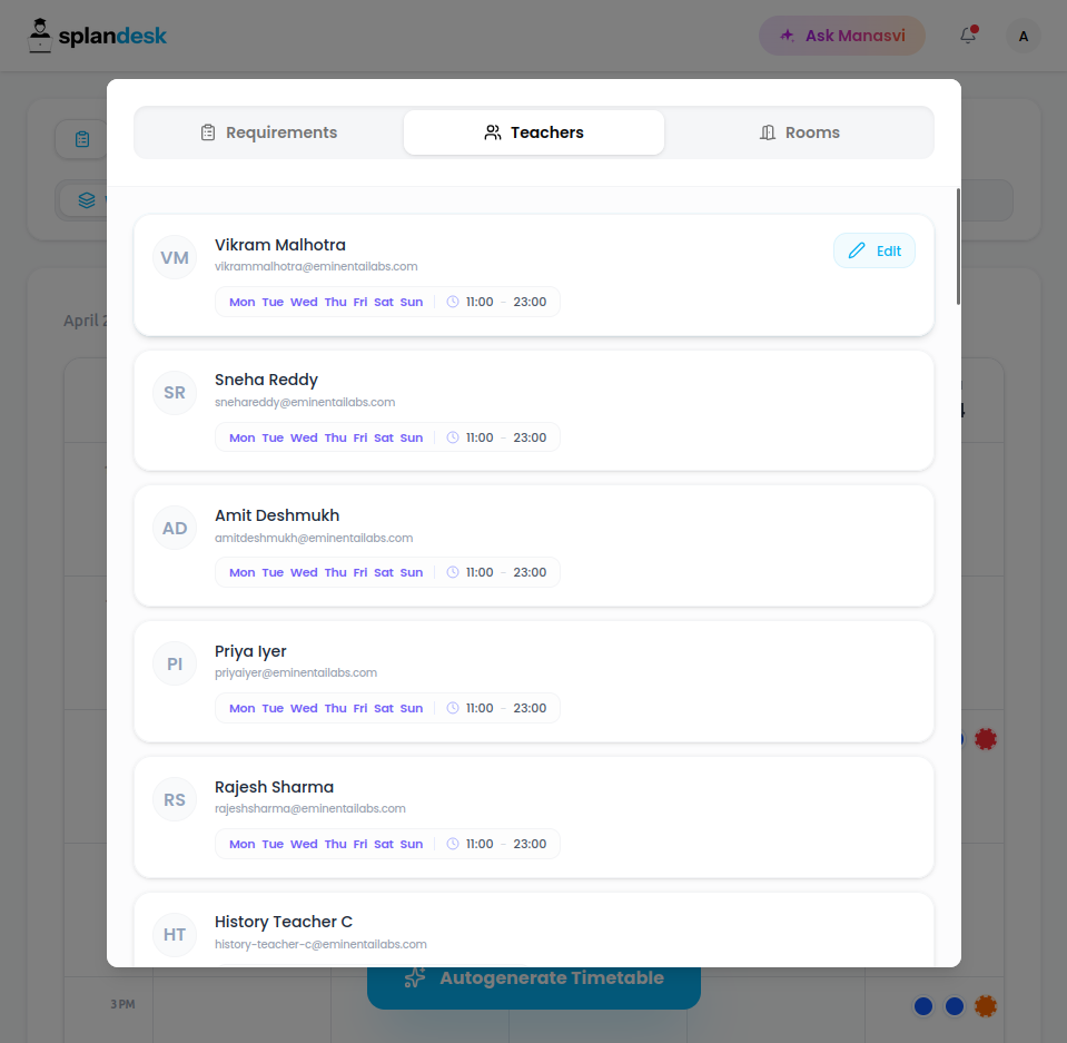 Teacher Availability